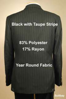 54L Suit STEVE HARVEY 3 Button Black Striped Mens Suits 54 Long   XH79 