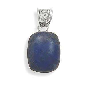  Lazuli Pendant with Filigree Bail Large Size Sterling Silver Jewelry