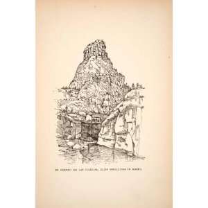  1895 Wood Engraving Arroyo De Las Inglesias Cliff 