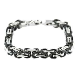   Steel and Black PVD Bracelet with interlaced C Shape Links Jewelry