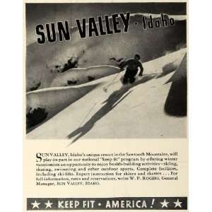  1942 Ad Sun Valley Idaho Skiing Sawtooth Mountain Resort W 