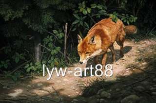 ART WILDLIFE ANIMAL OIL PAINTING PORTRAIT RED FOX  