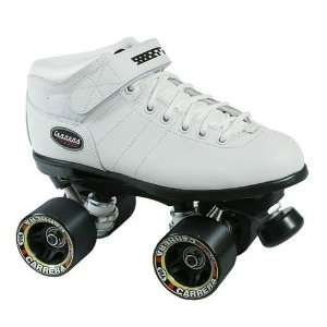  Riedell Carrera Quad Speed Skates   Size 9   White boot 