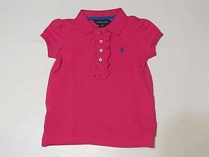 New wih tag NWT Ralph Lauren Girls Deep Pink Shortsleeve Polo Shirt 5 