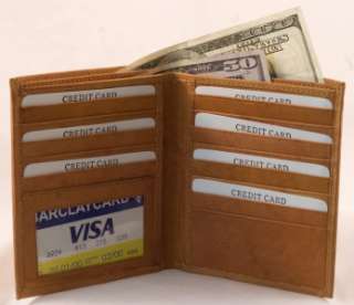   Leather HIPSTER/EUROPEAN Bifold Wallet 13 CARDS 1 ID Window NEW 6701