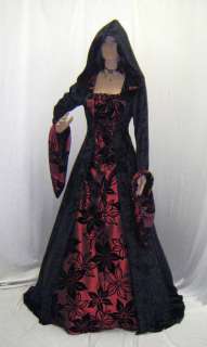 Gothic Medieval Vampire Wedding dress pagan hooded Ren  
