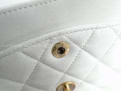 Auth Chanel white quilted lamb 9 classic 2.55 bag#2634  