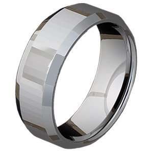   Beveled 8mm Tungsten Band with Tiny Facets/Tungsten Carbide Jewelry