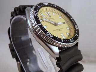 Seiko Automatic Scuba Divers Submariner Bezel Yellow Dial Steel Gents 