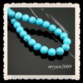 free 50pcs Jewelry Making Turquoise Round Loose Beads Strand Gemstone 