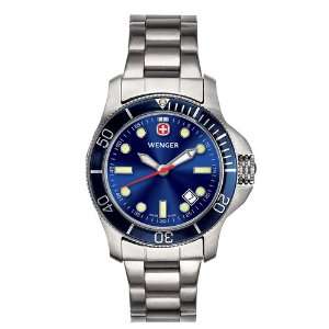  Wenger Ladies Blue Battalion III Diver Watch Diamond 