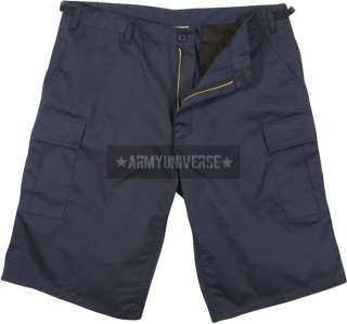 Navy Blue Long BDU Military Cargo Shorts (Poly/Cotton)  