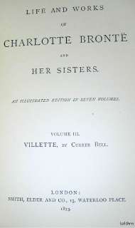 Villette ~ Charlotte Bronte ~ 1873 ~ Leather ~ Illustr  