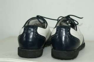 Womens Ashworth Navy Blue White Leather Golf Shoes Sz 8  