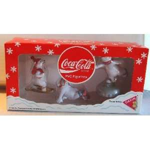  1995 Coca Cola Polar Bears Pvc Figures Set of 3 Toys 