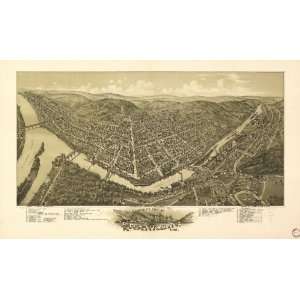 Historic Panoramic Map View of the city of Franklin, Pa., 1901. Drawn 