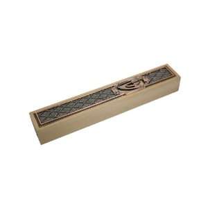  15cm Wood Mezuzah with Copper Plate, Diamond Shapes and 