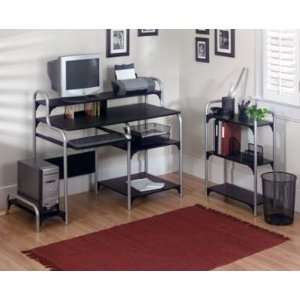  Metal Computer Desk With Bookcase   Ameriwood 15096