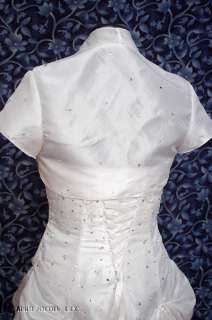 White Taffeta Beaded Laced Wedding Dress NWOT w Bolero  