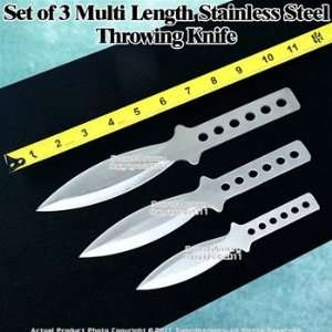  Set of 3 Multi Length Stainless Steel Throwing Knife 