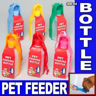 PETS DOG WATER BOTTLE BOWL PORTABLE DRINK DISH CAT BIRD TRAVEL FEEDING 