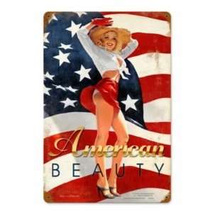  American Beauty Vintage Metal Sign Pin Up Military