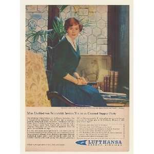 1961 Lufthansa Airlines Stewardess Miss Dietlind Print Ad 