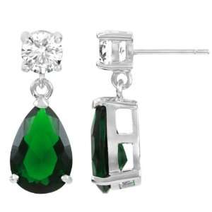  Alexias Pear Drop CZ Emerald Earrings Emitations 
