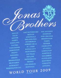 LICENSED JONAS BROTHERS WORLD TOUR 2009 T SHIRT ROCK POP CELEBRITY 
