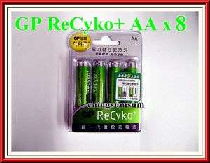 GP Recyko+ GREEN Rechargeable AA NiMH Battery x8  