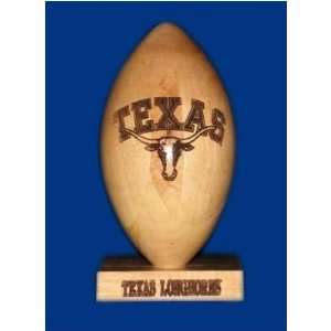 Texas Longhorns Solid Maple Wood Laser Engraved Football NCAA College 