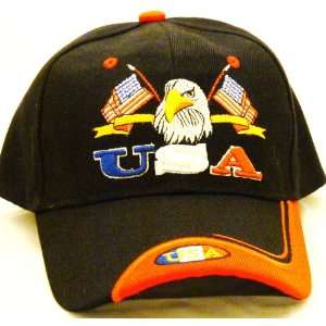 , Eagle Hat with American Flags, Raised Embroidered Stitching on Main 