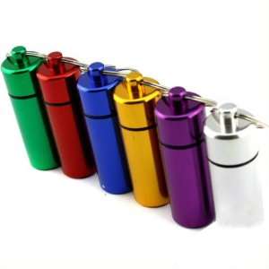 Travel Aluminum Bottle Pill Container with Key Ring 2.36 Tall (With 