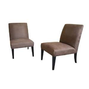   Studio Set of 2 Salvatore Micro Fiber Accent Chairs, Dark Brown Home