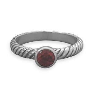  Oxidized Garnet Ring with Twist Band / Size 6 Jewelry