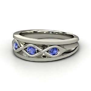  Triple Twist Ring, Palladium Ring with Sapphire Jewelry