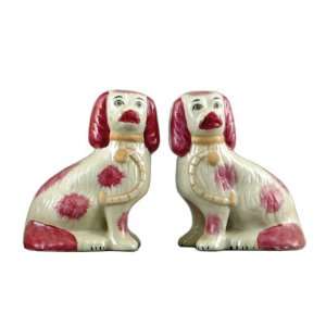   Style Pair of Pink Dogs Statue and Sculpture, 6.5 in.