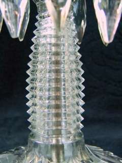 VINTAGE AMERICAN BRILLIANT ABG STYLE CUT GLASS MUSHROOM LAMP W/PRISMS 