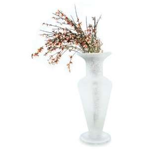  Venetian White Glass Flared Top Flower Vase Patio, Lawn 