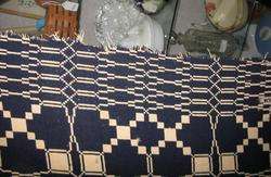  jacquard tapestry / coverlet / blue & white wool / new jersey  