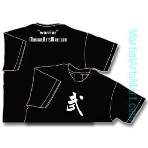 Martial Arts Chinese Calligraphy T shirt   Warrior (Black T shrit)   S 