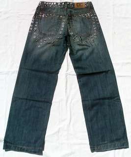 VIP CLUBWEAR STAR Stonewash Pimp Nieten JEANS g.W34 L32  