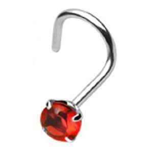  20g Surgical Steel Nose Ring Screw with Red Gem 20 Gauge 