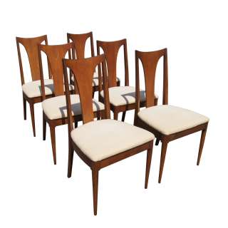 Vintage Sculptra Broyhill Expandable Dining Table and 8 Chairs Set 