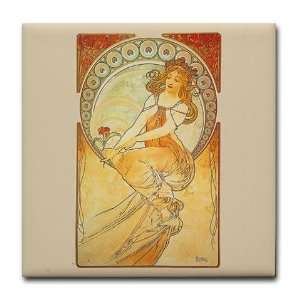  Alphonse Mucha   Painting Fine art Tile Coaster by 