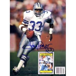 Tony Dorsett autographed Dallas Cowboys Beckett Football magazine back 