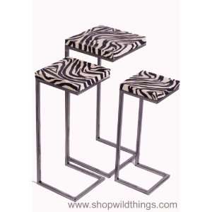  Zebra Print Nesting Tables   Set of 3