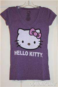 HELLO KITTY with Bow Sanrio Purple Heather T Shirt Tee  