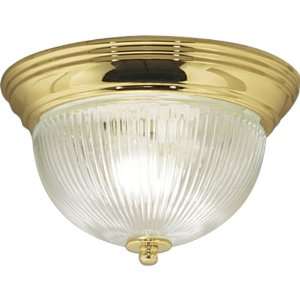 Progress Lighting P3655 10 Clear Ribbed Glass Bowl with Polished Brass 