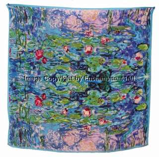 Art Silk Scarf Wrap w/ Claude Monet Water Lilies 1906  